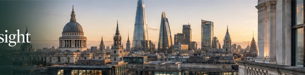 The City of London skyline at sunrise